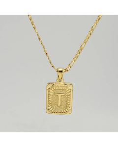 Fashion Letter Square Tag Titanium Steel Plating Pendant Necklace Colorza 