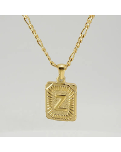 Fashion Letter Square Tag Titanium Steel Plating Pendant Necklace Colorza 