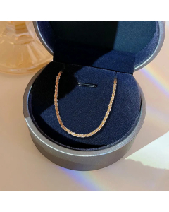 Fashion Inlay Artificial Pearls Rhinestones Geometric Letter Heart Shape Titanium Steel Necklace Colorza