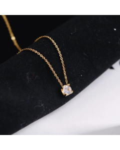 Simple Style Square Rhinestone Pendant Titanium Steel Necklace