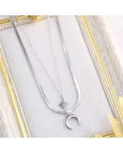 Fashion Plating Layered Star Moon Titanium Steel Necklaces