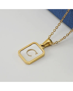 Fashion Letter Plating Pendant Stainless Steel Titanium Steel Necklace Colorza