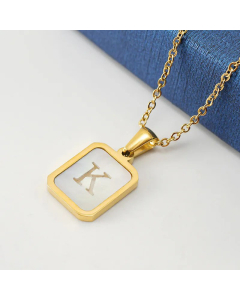 Fashion Letter Plating Pendant Stainless Steel Titanium Steel Necklace Colorza