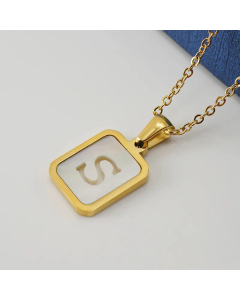 Fashion Letter Plating Pendant Stainless Steel Titanium Steel Necklace Colorza
