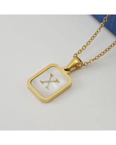Fashion Letter Plating Pendant Stainless Steel Titanium Steel Necklace Colorza