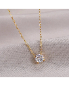 Classic Diamond Pendent Titanium Steel Plating Rhinestones Pendant Necklace