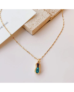 Fashion Peanut Pendent Inlaid Rhinestone Titanium Steel Necklace