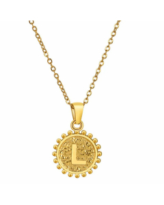 Fashion Plating Letter Pendant Stainless Steel Titanium Steel Necklace Colorza 