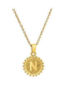 Fashion Plating Letter Pendant Stainless Steel Titanium Steel Necklace Colorza 