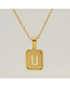 Fashion Square Letter Stainless Steel Plating Pendant Necklace Colorza 