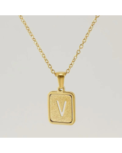 Fashion Square Letter Stainless Steel Plating Pendant Necklace Colorza 