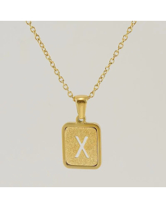 Fashion Square Letter Stainless Steel Plating Pendant Necklace Colorza 