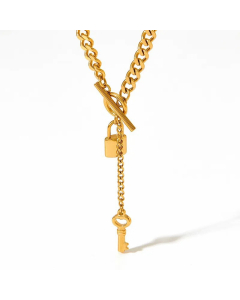 Punk OT Buckle Key Lock Stainless Steel Plating Necklace