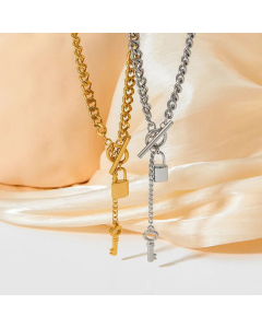 Punk OT Buckle Key Lock Stainless Steel Plating Necklace