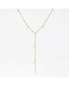 Temperament Beads Chain Tassel  Stainless Steel Pearl Necklace Colorza