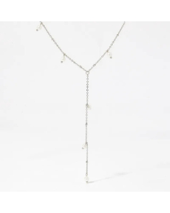 Temperament Beads Chain Tassel  Stainless Steel Pearl Necklace Colorza