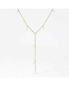 Temperament Beads Chain Tassel  Stainless Steel Pearl Necklace Colorza
