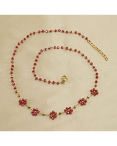 Sweet Artificial Crystal Flower Stainless Steel Plating Necklace Colorza