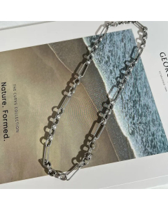 Plain Solid Color Patchwork Chain Stainless Steel Plating Necklace Colorza