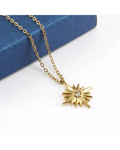 Fashion Plating Inlay Zircon Titanium Steel Pendant Necklace Colorza