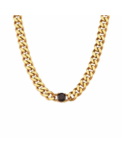 Fine Trendy Curby Chain Gold Plated Zircon Stainless Steel Necklace Colorza