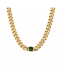 Fine Trendy Curby Chain Gold Plated Zircon Stainless Steel Necklace Colorza