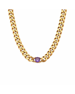 Fine Trendy Curby Chain Gold Plated Zircon Stainless Steel Necklace Colorza