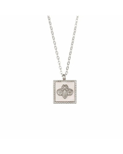 Fashion Square Bee Stainless Steel Plating Shell Pendant Necklace-Steel Color-01