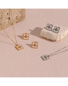 Fashion Square Bee Stainless Steel Plating Shell Pendant Necklace