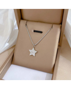 Fashion Star Inlay Rhinestones Titanium Steel Pendant Necklace Colorza