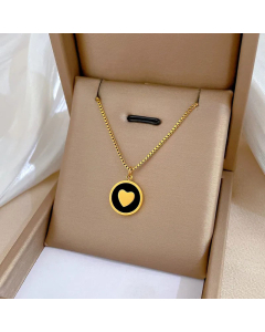 Fashion Round Heart Shape Pendant Titanium Steel Necklace Colorza