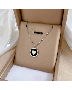 Fashion Round Heart Shape Pendant Titanium Steel Necklace Colorza