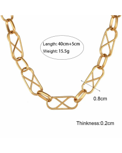 Solid Color Stainless Steel Chain Gold Plated Necklace-Gold Color-01