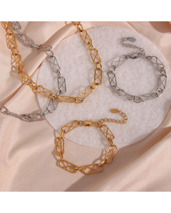 Solid Color Stainless Steel Chain Gold Plated Necklace
