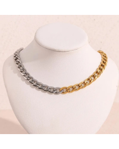 Hip-Hop Stitching Gold Steel Color Grinding Chain Stainless Steel Plating Necklace