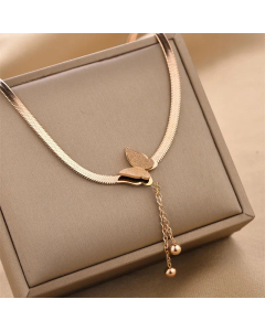 Temperament Butterfly Tassel Titanium Steel Plating Necklace Colorza