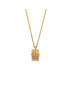 Novelty Plating Zircon Geometric Stainless Steel Pendant Necklace-White-01