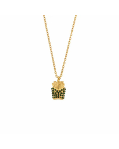 Novelty Plating Zircon Geometric Stainless Steel Pendant Necklace-Green-01