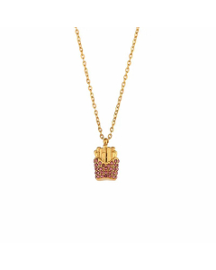 Novelty Plating Zircon Geometric Stainless Steel Pendant Necklace-Pink-01