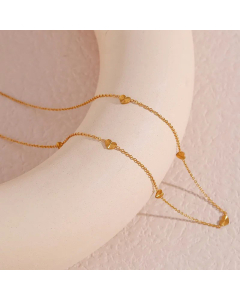 Small Heart-Shaped Multi-Pendant Stainless Steel Gold Plated Necklace