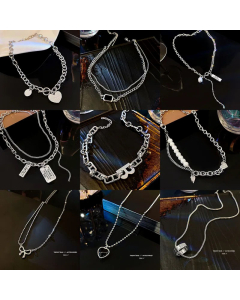Fashion Plating Layered Letter Heart Shape Cross Stainless Steel Necklaces Colorza