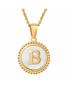 Fashion Inlay White Shell Letter Stainless Steel Necklace Colorza