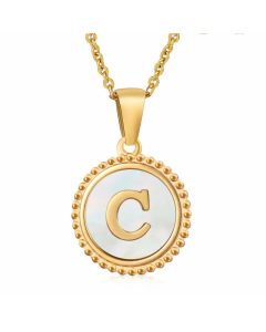 Fashion Inlay White Shell Letter Stainless Steel Necklace Colorza