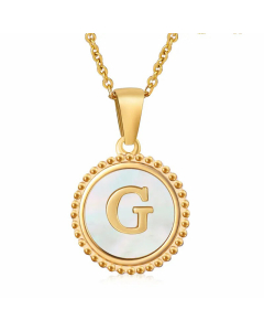 Fashion Inlay White Shell Letter Stainless Steel Necklace Colorza