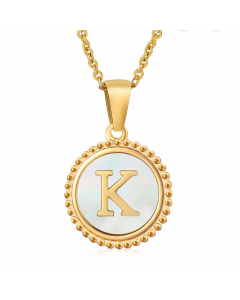 Fashion Inlay White Shell Letter Stainless Steel Necklace Colorza
