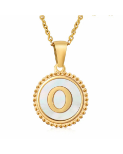Fashion Inlay White Shell Letter Stainless Steel Necklace Colorza