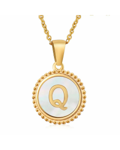 Fashion Inlay White Shell Letter Stainless Steel Necklace Colorza
