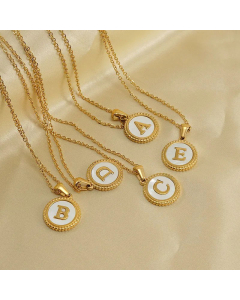 Fashion Inlay White Shell Letter Stainless Steel Necklace Colorza
