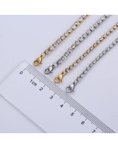 Simple Style Solid Color Inlay Zircon Stainless Steel Chain Necklace Colorza