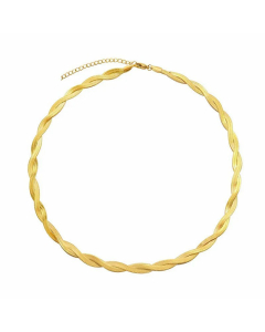 Two-Strand Woven Crisscross Chain like Flat Snake Stainless Steel Plating Chain Necklace